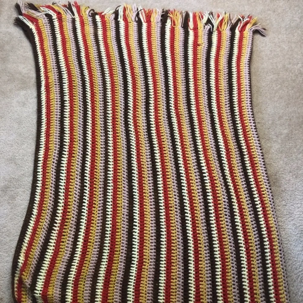 Vintage Handmade Striped Afghan Blanket